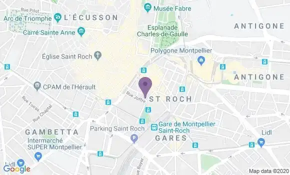 Localisation BNP Paribas Agence de Montpellier