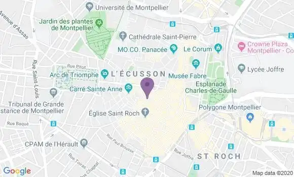 Localisation BNP Paribas Agence de Montpellier Castellane