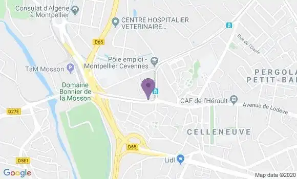Localisation BNP Paribas Agence de Montpellier Celleneuve