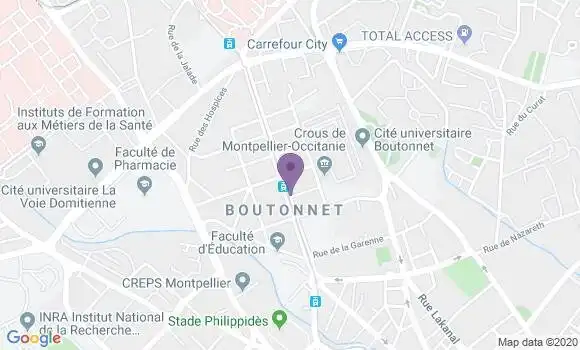 Localisation BNP Paribas Agence de Montpellier Université