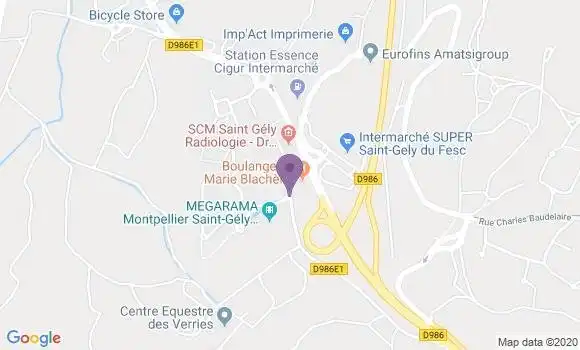 Localisation BNP Paribas Agence de Saint Gély du Fesc