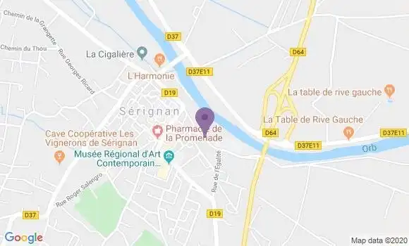 Localisation BNP Paribas Agence de Sérignan