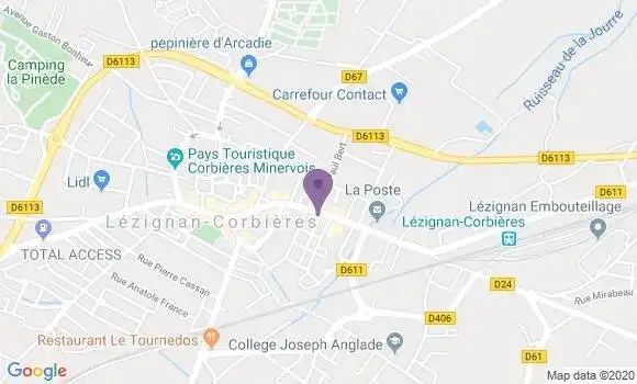 Localisation BNP Paribas Agence de Lézignan Corbières