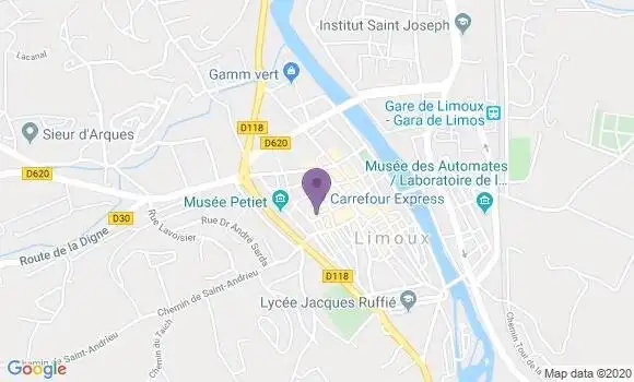 Localisation BNP Paribas Agence de Limoux