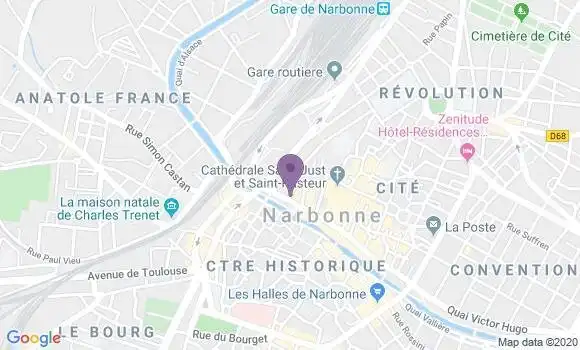 Localisation BNP Paribas Agence de Narbonne