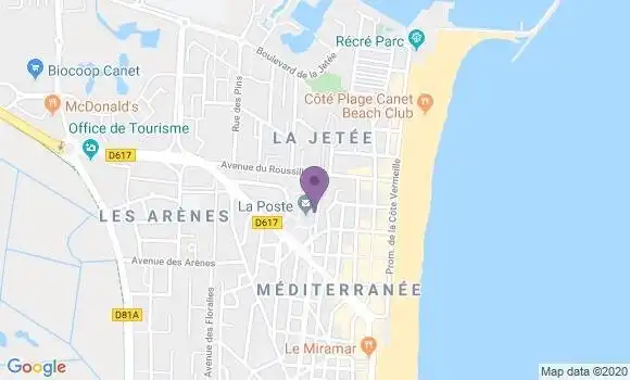 Localisation BNP Paribas Agence de Canet en Roussillon