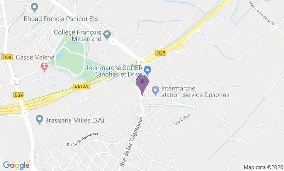 Localisation BNP Paribas Agence de Canohès Mas Gaffard