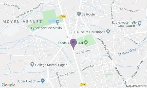 Localisation BNP Paribas Agence de Perpignan Aimé Giral