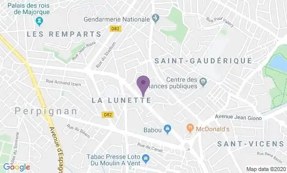 Localisation BNP Paribas Agence de Perpignan Kennedy