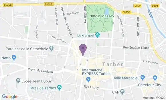 Localisation BNP Paribas Agence de Tarbes Place de Verdun