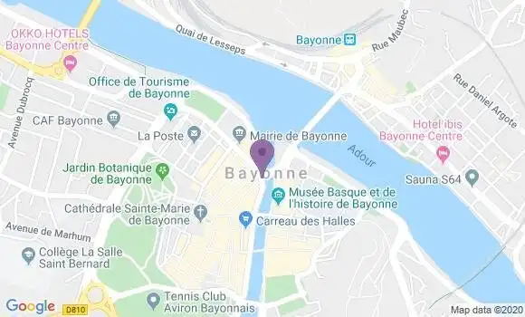 Localisation BNP Paribas Agence de Bayonne