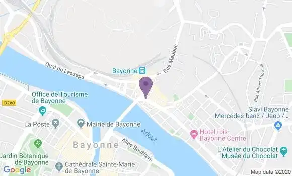 Localisation BNP Paribas Agence de Bayonne Rive Droite