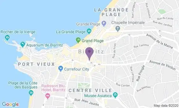 Localisation BNP Paribas Agence de Biarritz