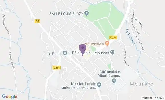 Localisation BNP Paribas Agence de Mourenx Ville Nouvelle