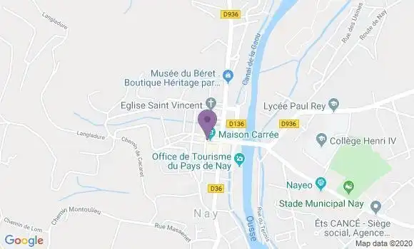 Localisation BNP Paribas Agence de Nay