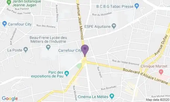 Localisation BNP Paribas Agence de Pau Mermoz