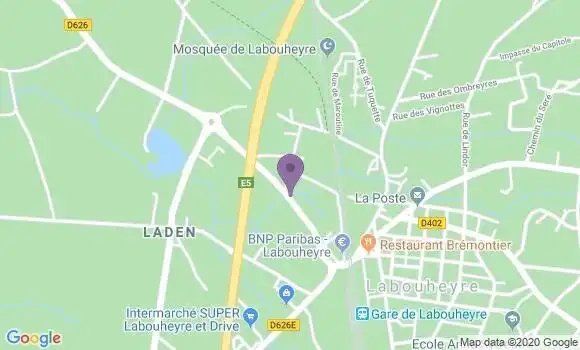 Localisation BNP Paribas Agence de Labouheyre