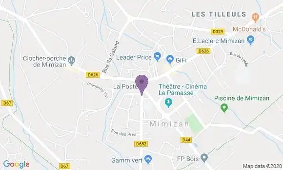 Localisation BNP Paribas Agence de Mimizan