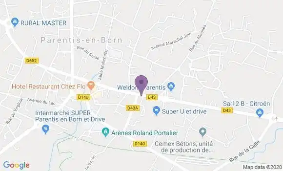 Localisation BNP Paribas Agence de Parentis en Born