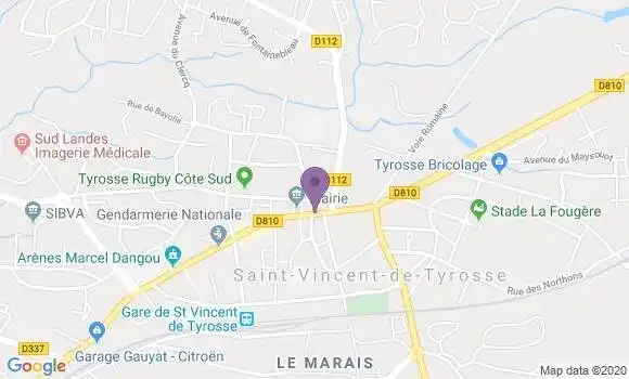 Localisation BNP Paribas Agence de Saint Vincent de Tyrosse