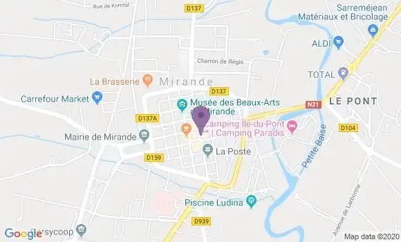 Localisation BNP Paribas Agence de Mirande
