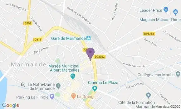 Localisation BNP Paribas Agence de Marmande