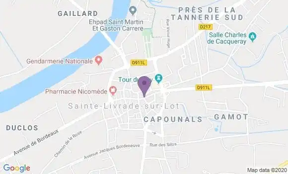 Localisation BNP Paribas Agence de Sainte Livrade sur Lot