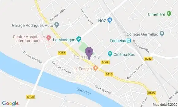Localisation BNP Paribas Agence de Tonneins