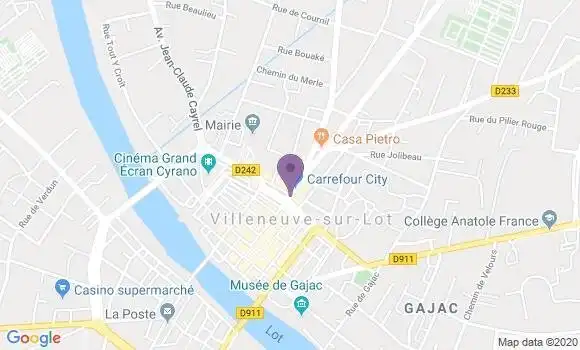 Localisation BNP Paribas Agence de Villeneuve sur Lot