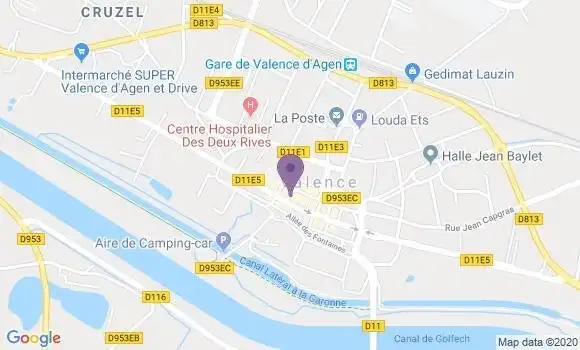 Localisation BNP Paribas Agence de Valence d