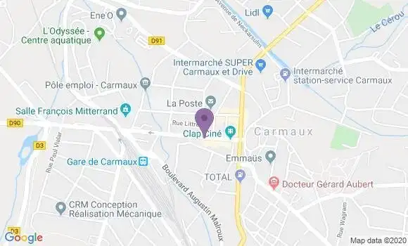 Localisation BNP Paribas Agence de Carmaux
