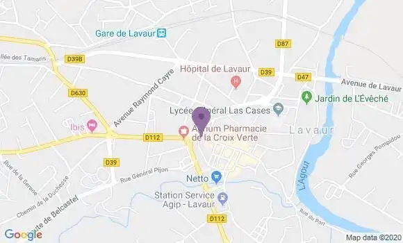 Localisation BNP Paribas Agence de Lavaur