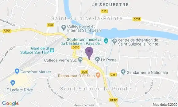 Localisation BNP Paribas Agence de Saint Sulpice