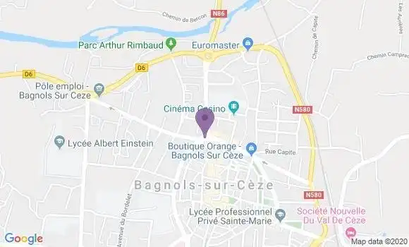 Localisation BNP Paribas Agence de Bagnols sur Cèze