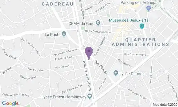 Localisation BNP Paribas Agence de Nîmes Jean Jaurès