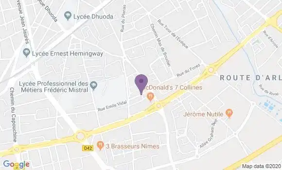 Localisation BNP Paribas Agence de Nîmes Mas Carbonnel
