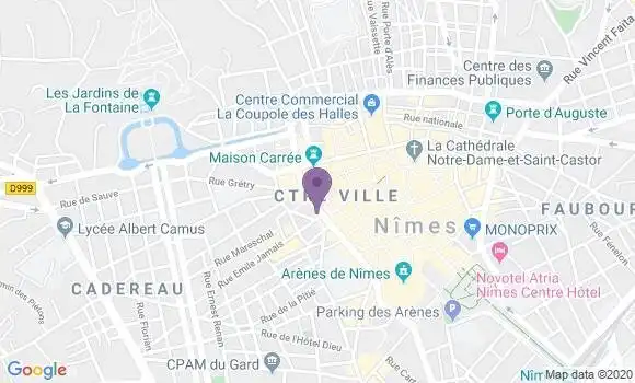 Localisation BNP Paribas Agence de Nîmes Victor Hugo