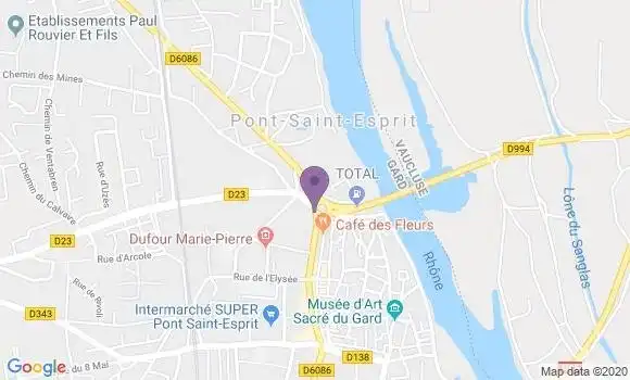 Localisation BNP Paribas Agence de Pont Saint Esprit