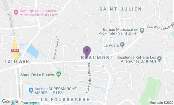 Localisation BNP Paribas Agence de Marseille Beaumont