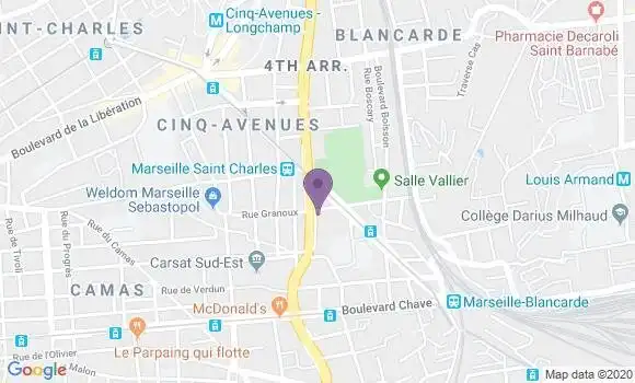 Localisation BNP Paribas Agence de Marseille Blancarde Sakakini