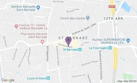 Localisation BNP Paribas Agence de Marseille Saint Barnabé