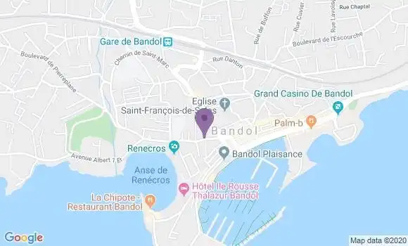 Localisation BNP Paribas Agence de Bandol
