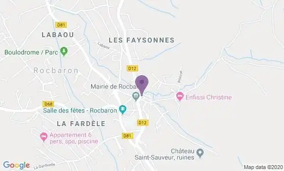 Localisation BNP Paribas Agence de Rocbaron