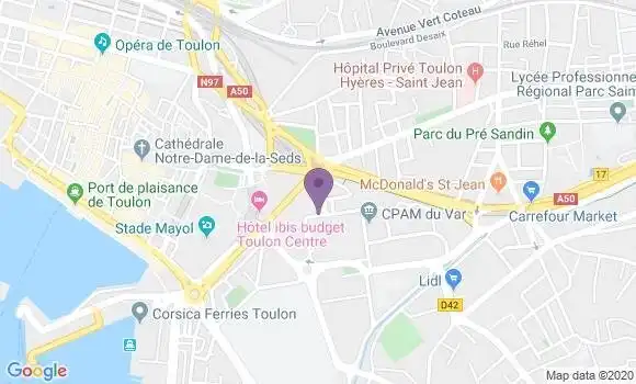 Localisation BNP Paribas Agence de Toulon la Rode