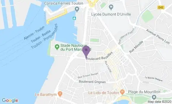 Localisation BNP Paribas Agence de Toulon le Mourillon