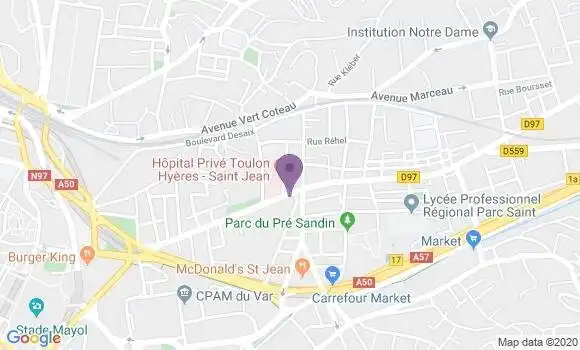 Localisation BNP Paribas Agence de Toulon Saint Jean du Var