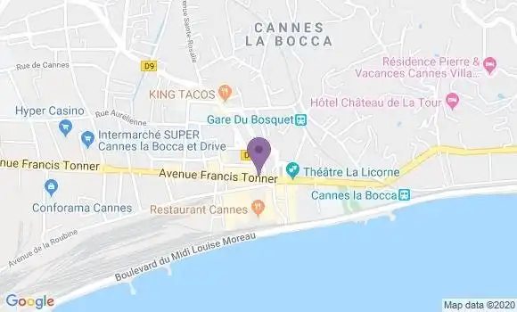 Localisation BNP Paribas Agence de Cannes la Bocca