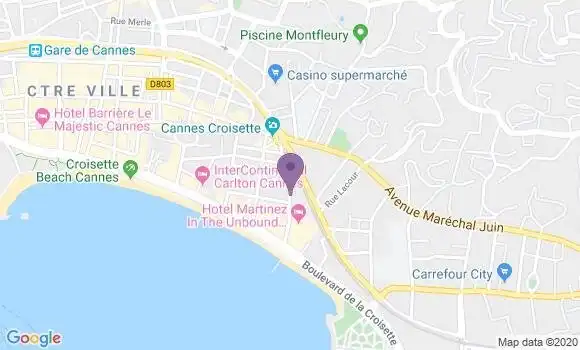 Localisation BNP Paribas Agence de Cannes Pont des Gabres