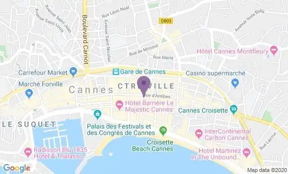 Localisation BNP Paribas Agence de Cannes Rue des Etats Unis