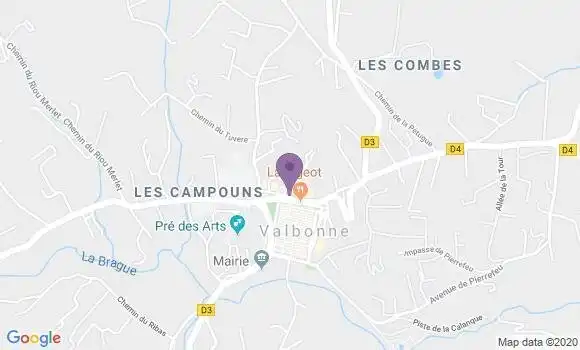Localisation BNP Paribas Agence de Châteauneuf de Grasse